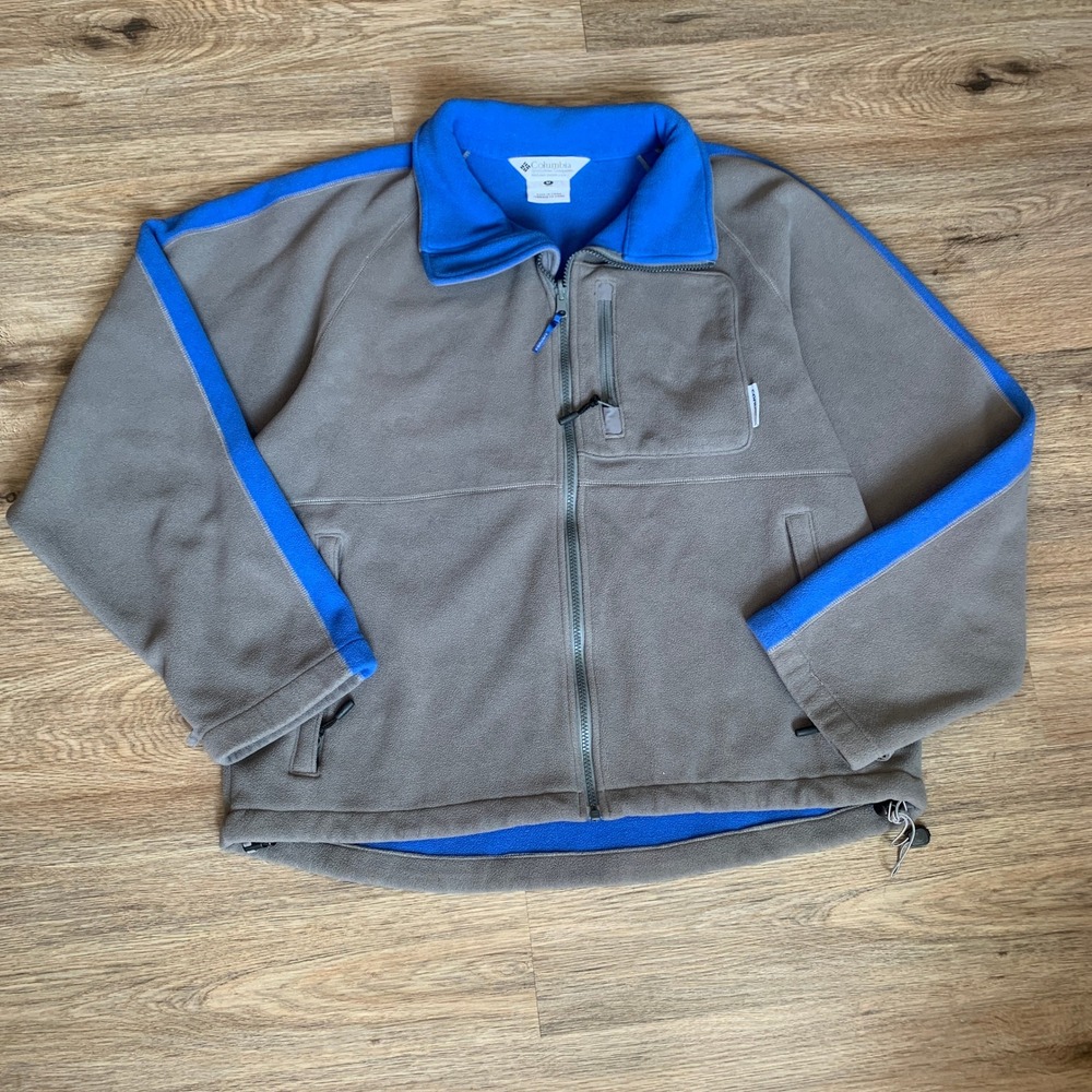 Vintage 90s Columbia Convert Full Zip Fleece Ski Jacket, Grey Blue - Size M Men